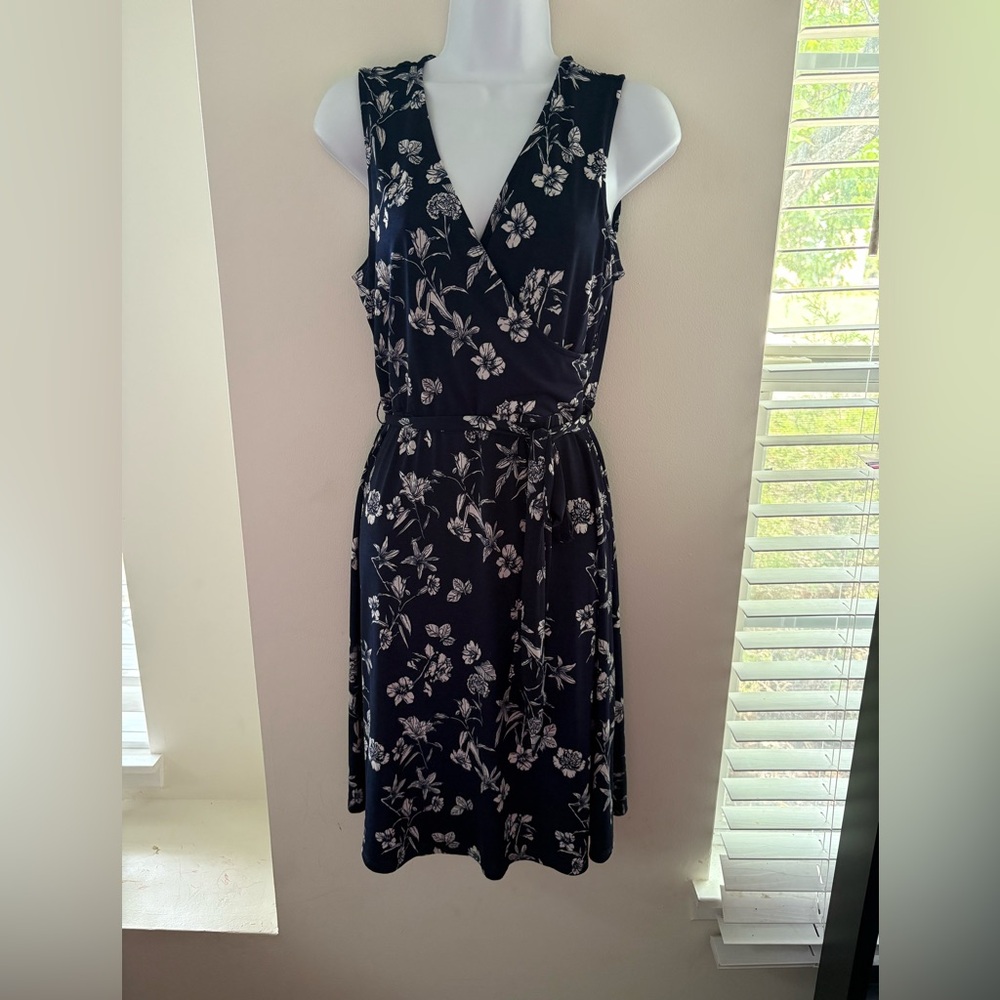 Mi Black and White Floral Midi Dress